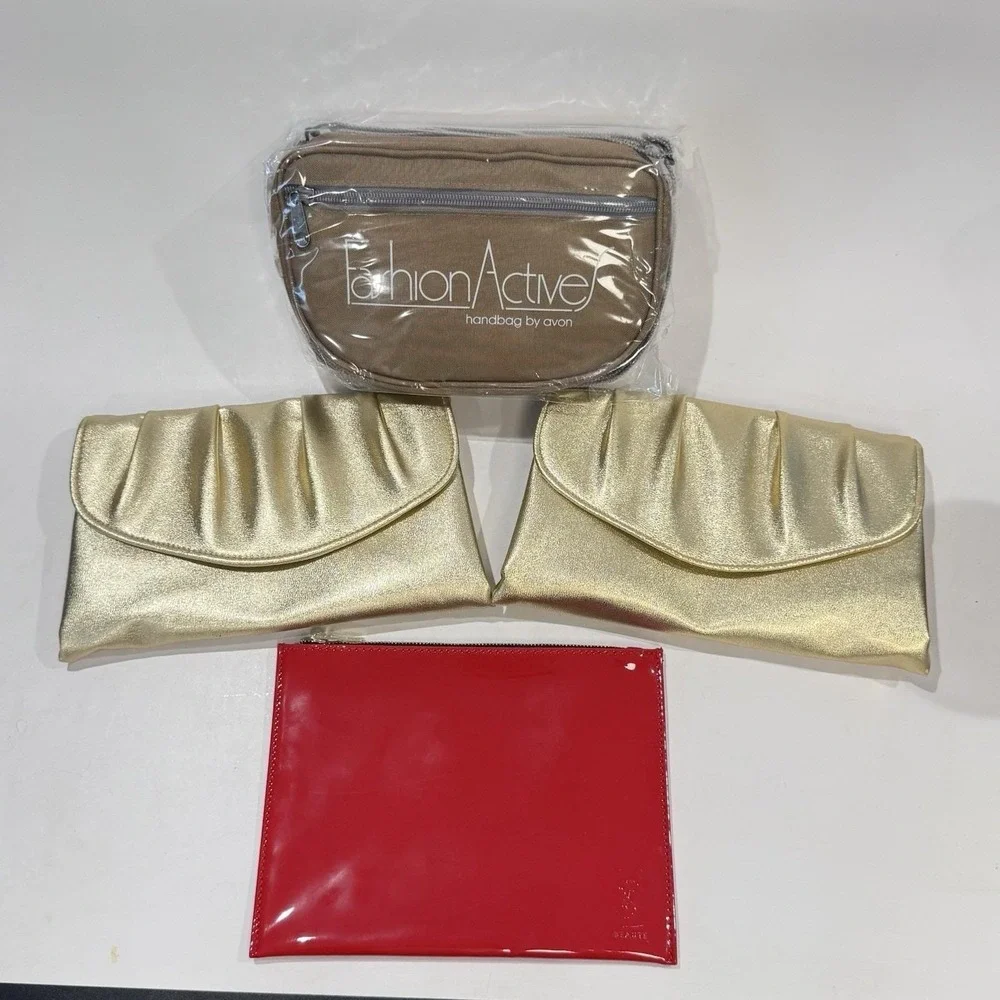 Collection of NEW Vintage Gold Red Purse Clutch Fanny Pack IOB 4pc - Picture 2 of 14